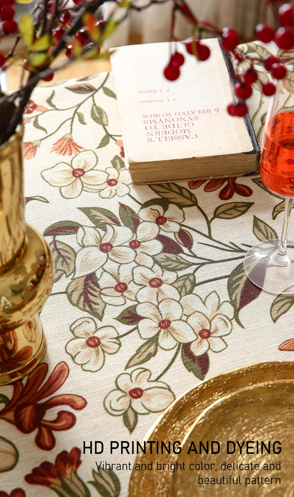 ISAENNE Designer Vintage Square Linen Small Tablecloth,55"x55"-Grace A