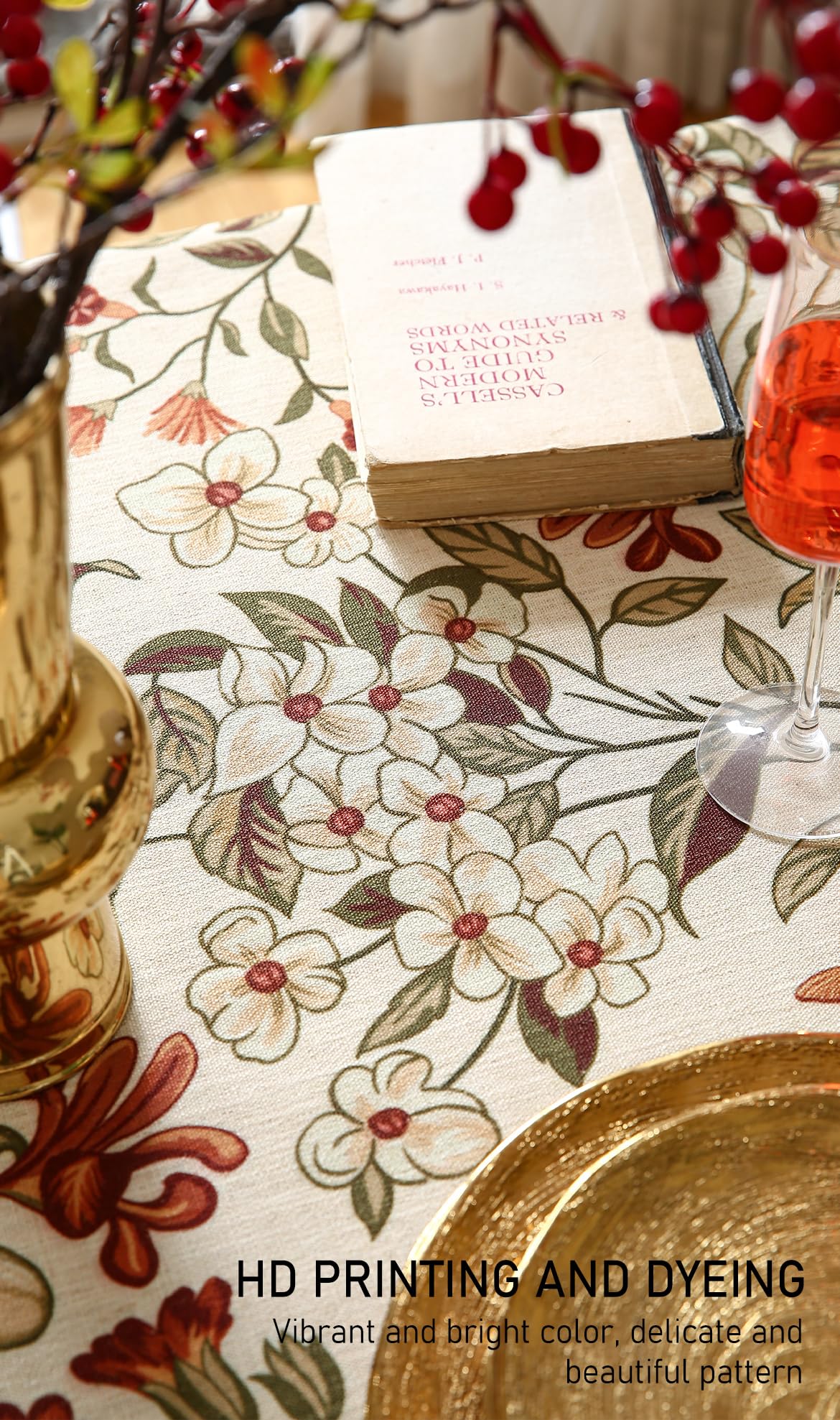 ISAENNE Designer Vintage Square Linen Small Tablecloth,55"x55"-Grace A