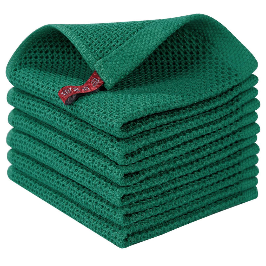 Homaxy 100% Cotton Waffle Weave Kitchen Dish Cloths 6-Pack, Dark Grey