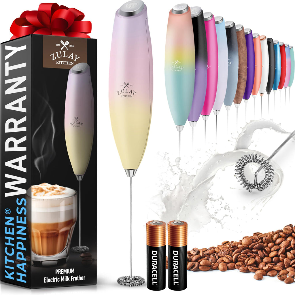 Zulay Powerful Milk Frother for Coffee with Upgraded Titanium Motor - Handheld Electric Whisk, Milk Foamer, Mini Mixer & Coffee Blender for Frappe, Latte, Matcha, No Stand - Pristine Teal
