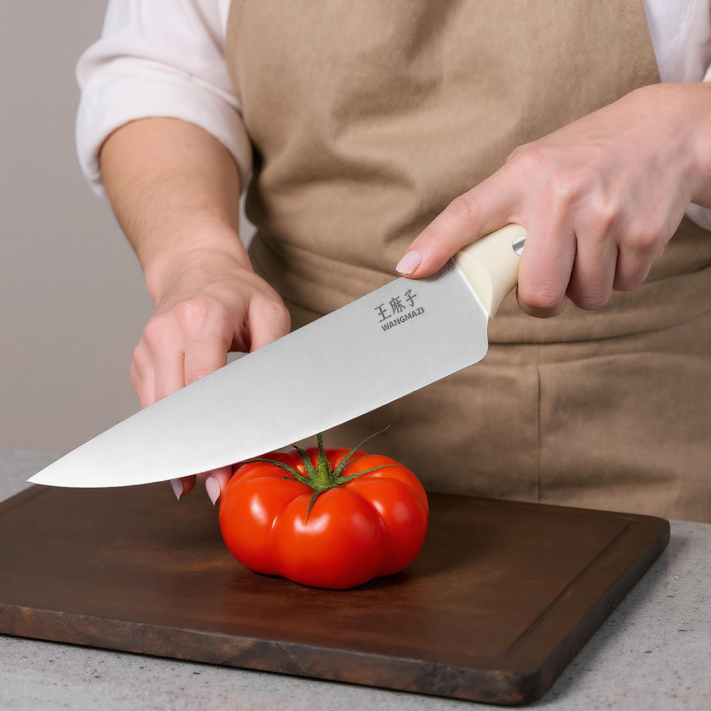 WANGMAZI 15-Pcs Knife Block Set, High Carbon Steel