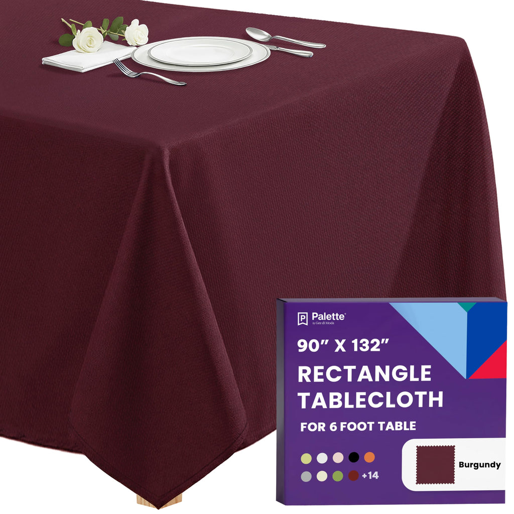 Gee Di Moda Rectangle Tablecloth - 90 x 132 Inch Ivory Table Cloth for 6 Foot Tables with Floor-Length Drop - Heavy Duty Washable Fabric for Holiday Party, Dinner, Weddings & Baby Shower