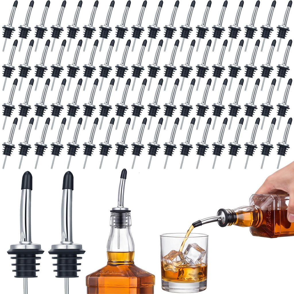 Chengu 72 Pcs Metal Pour Spout for Liquor Bottles, Silver