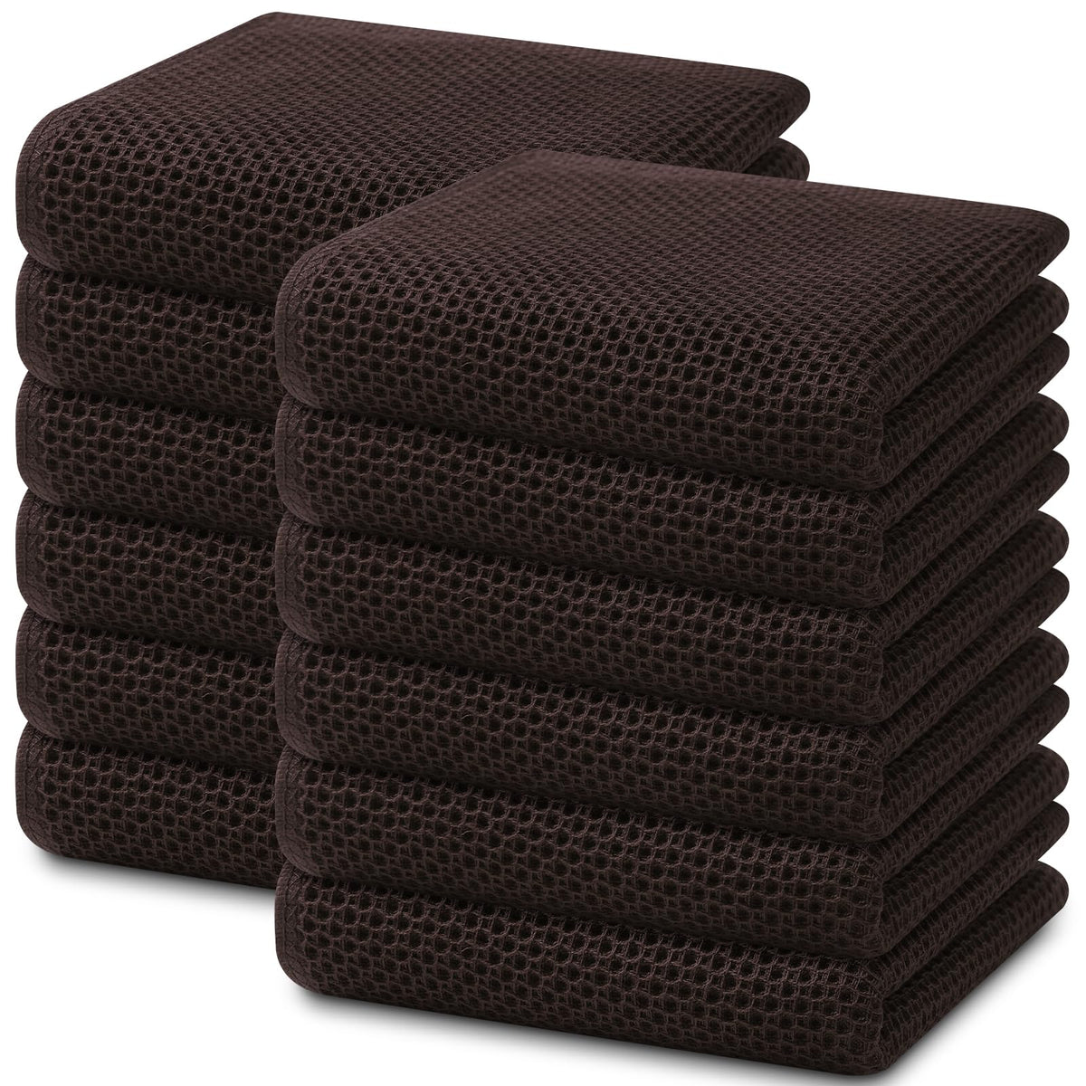 Homaxy 100% Cotton Waffle Weave Kitchen Dish Towels 12-Pack, Black