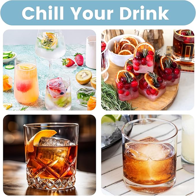 Large Silicone Ice Cube Tray 3Pack, SAWNZC Big Square Ice Cube Molds for Whisky Cocktail, Ice Maker Tray with Lid for Freezer, Easy Release (3, Mint Green)