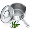 PekGema 2.5QT Saucepan w/Glass Strainer Lid, Tri-Ply Stainless Steel