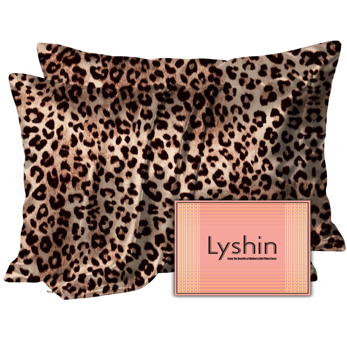 LYSHIN Silk Pillow Cases 2 Pack King Size with Zipper, Champagne