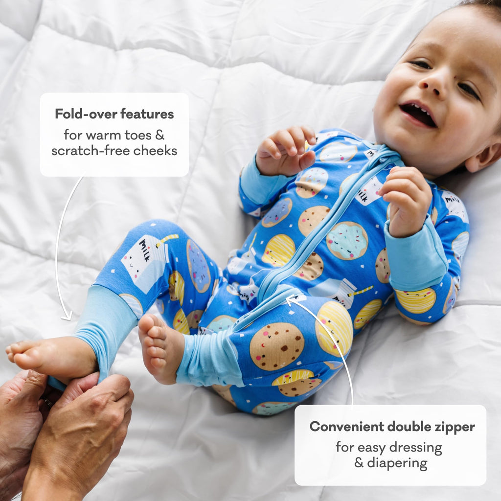 Little Sleepies Baby Pajamas, Blue Cookies & Milk, Preemie