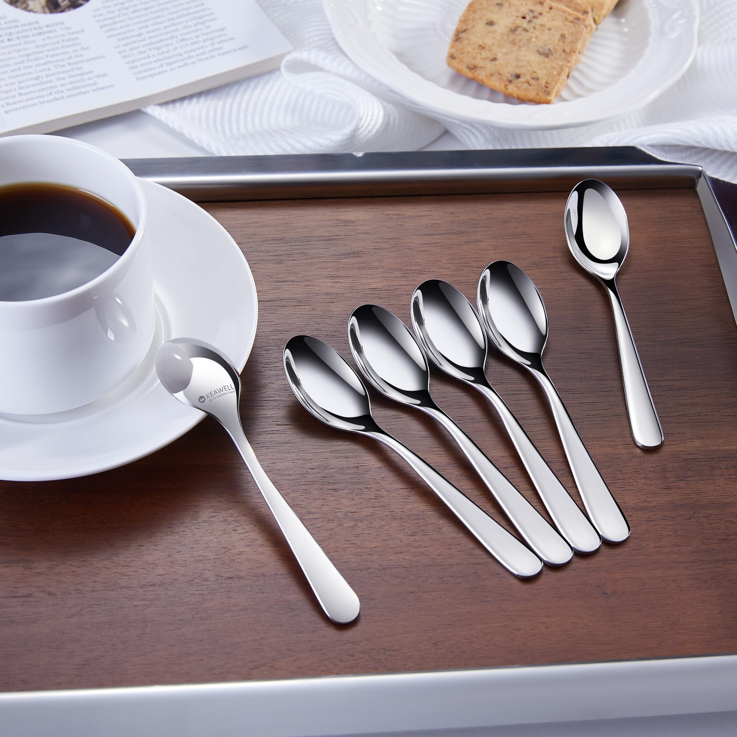 KEAWELL Premium Louise 6-Piece 4.4-Inch 18/10 Coffee Spoons (4.4 inches, 6)