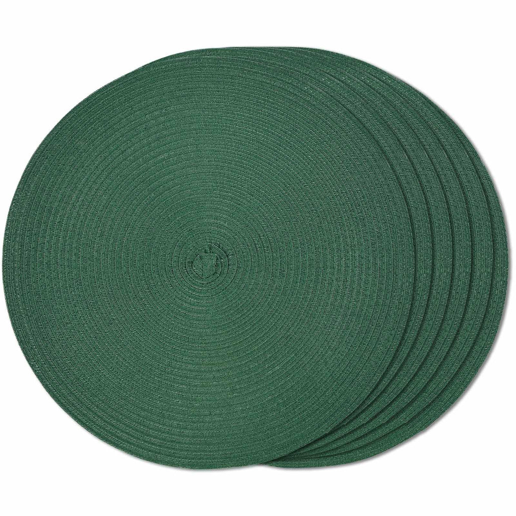 FunWheat Round Braided Placemats Set of 4 Place mats for Dining Tables Woven Heat Resistant Table Mats 15 inch (Wine,4pcs)