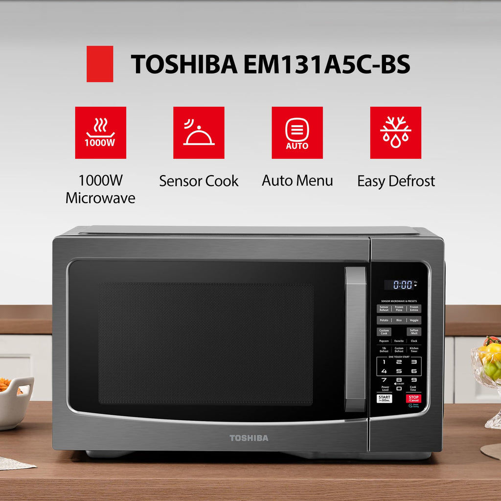 TOSHIBA Countertop Microwave Oven, 1.2 Cu.Ft, 1000W, Black