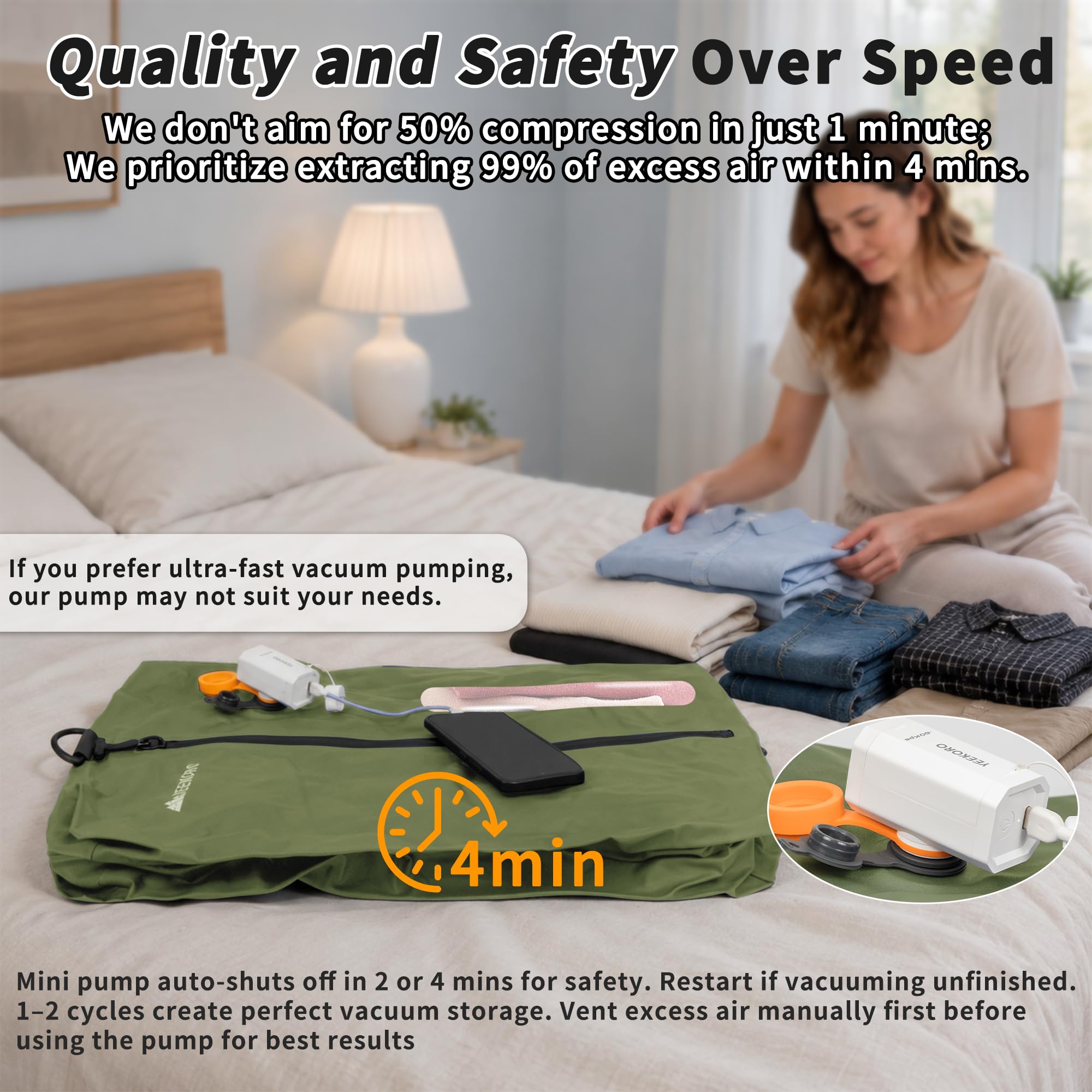 YEEKORO Vacuum Bag for Travel,IPX8 Waterproof Reusable Compression Bags