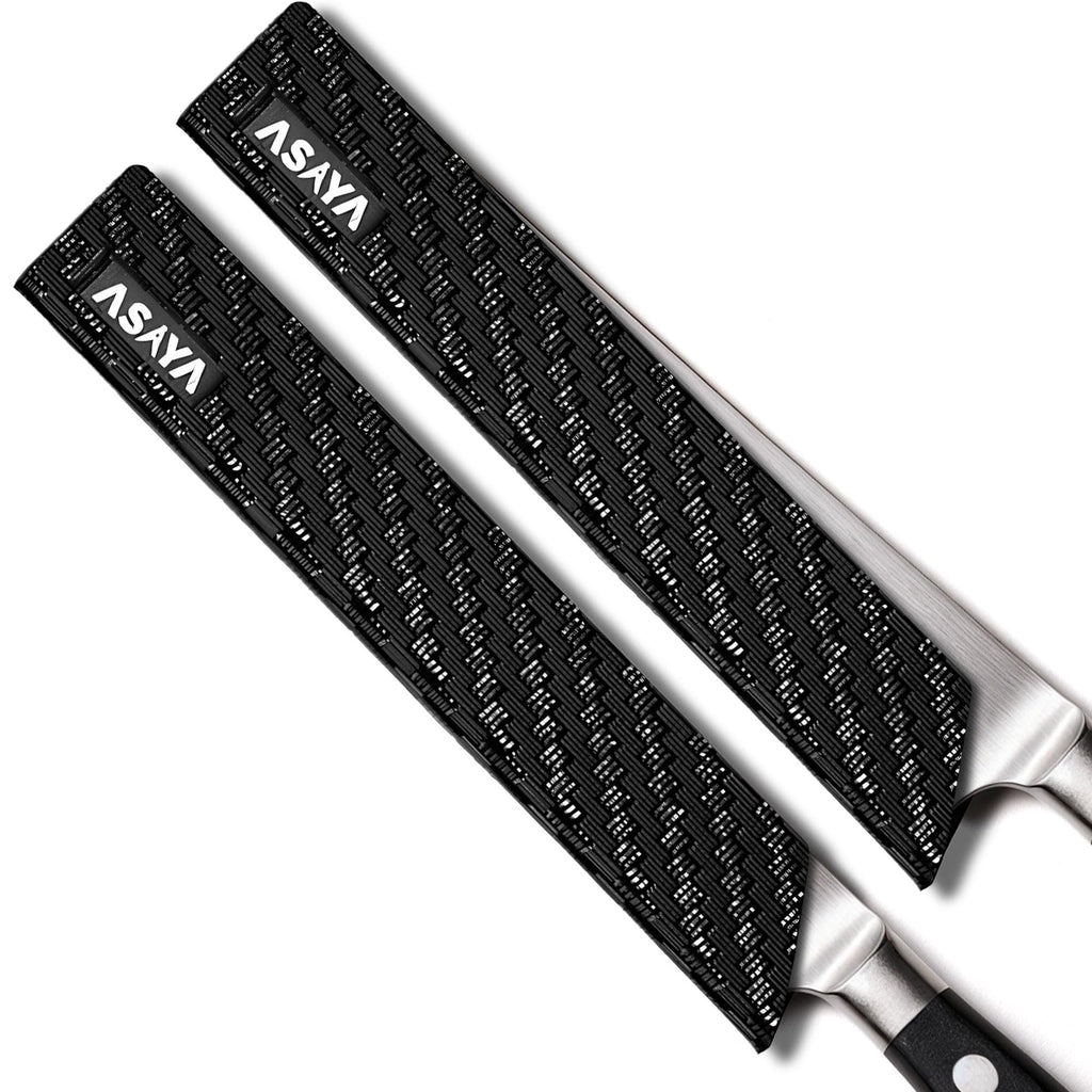 Asaya Professional Chef Knife Edge Guards – 2 Piece Steak Knives Universal Covers, 6.5" x 1.25" - Extra Strength ABS Plastic and Food Safe Kitchen Knife Sheath Covers – Knives Not Included (2 Piece S)