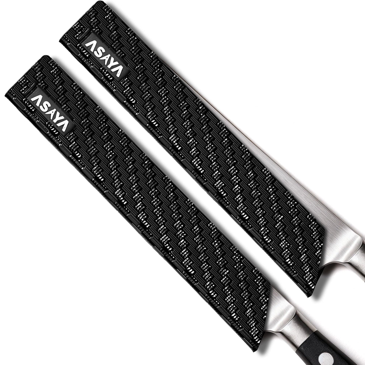 Asaya Professional Chef Knife Edge Guards – 2 Piece Steak Knives Universal Covers, 6.5" x 1.25" - Extra Strength ABS Plastic and Food Safe Kitchen Knife Sheath Covers – Knives Not Included (2 Piece S)