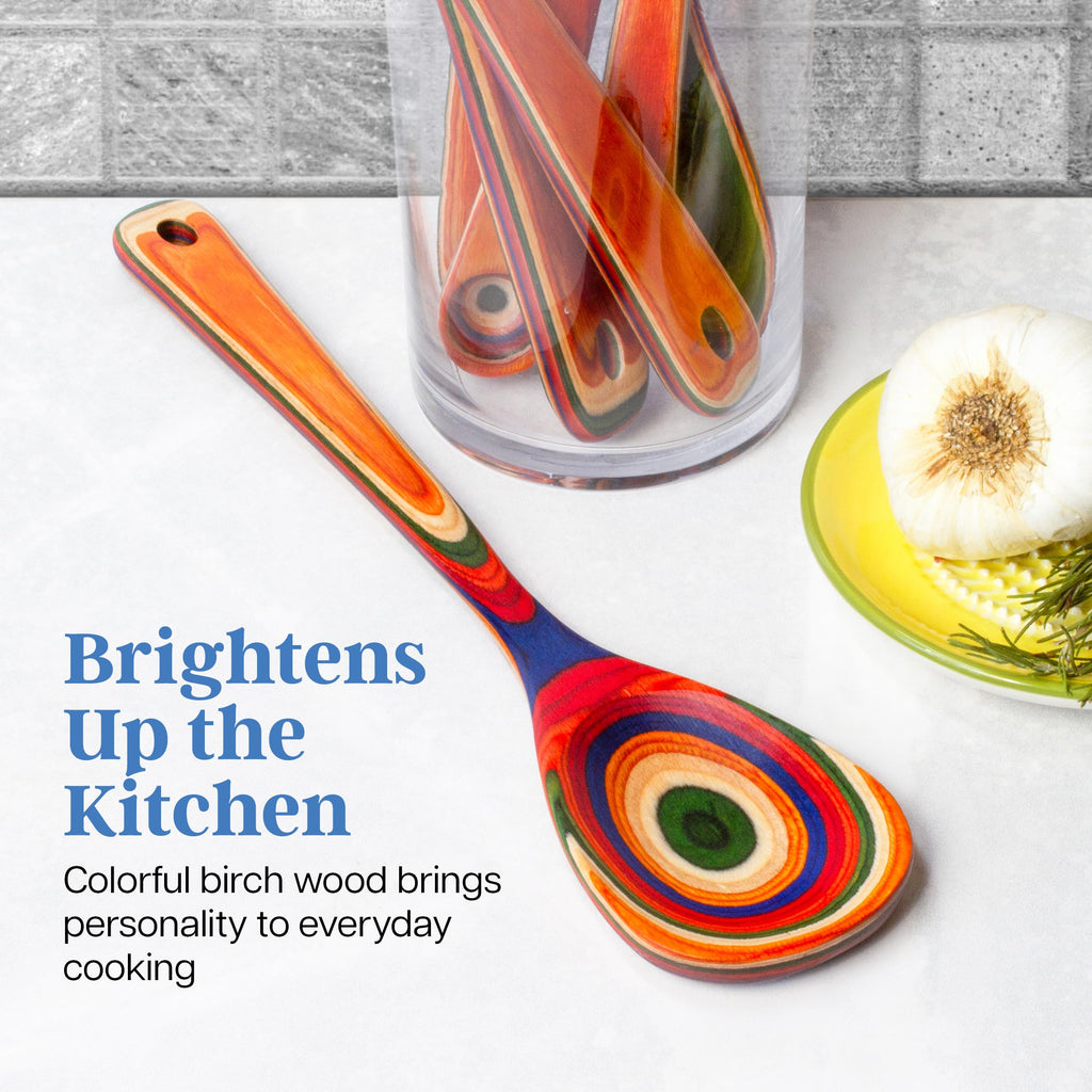 Baltique Marrakesh Collection Colorful Wooden Cooking Spoon, 12.5" Long