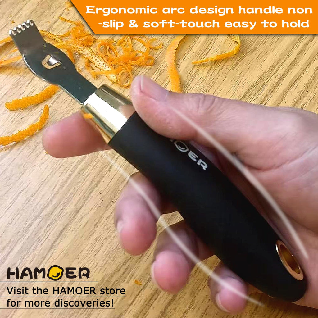 HAMOER Zester Channel Knife & Micro Plane Grater Tool Set Ergonomic Handle