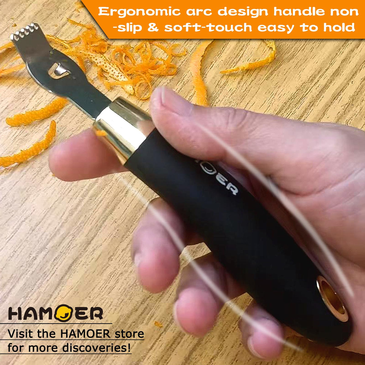 HAMOER Zester Channel Knife & Micro Plane Grater Tool Set Ergonomic Handle