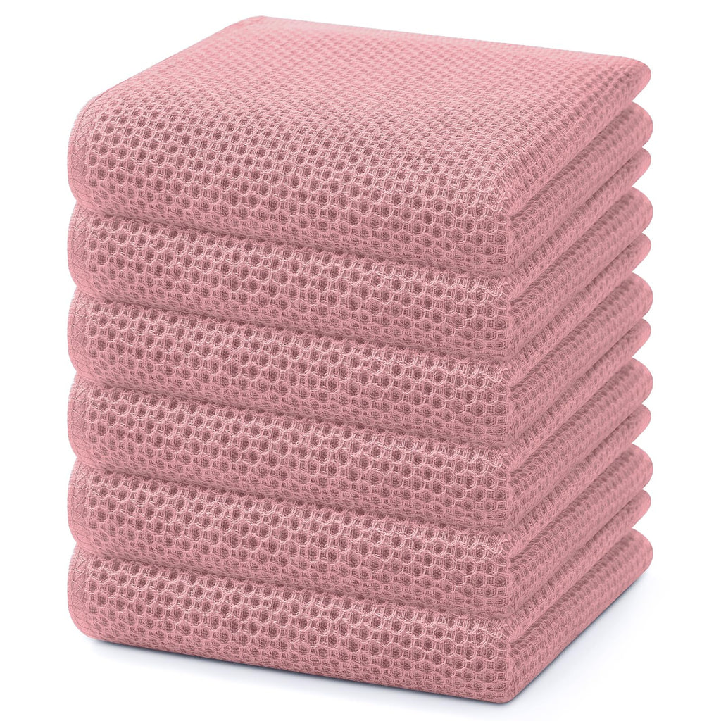 Homaxy 100% Cotton Waffle Weave Kitchen Dish Towels 4-Pack, Apricot