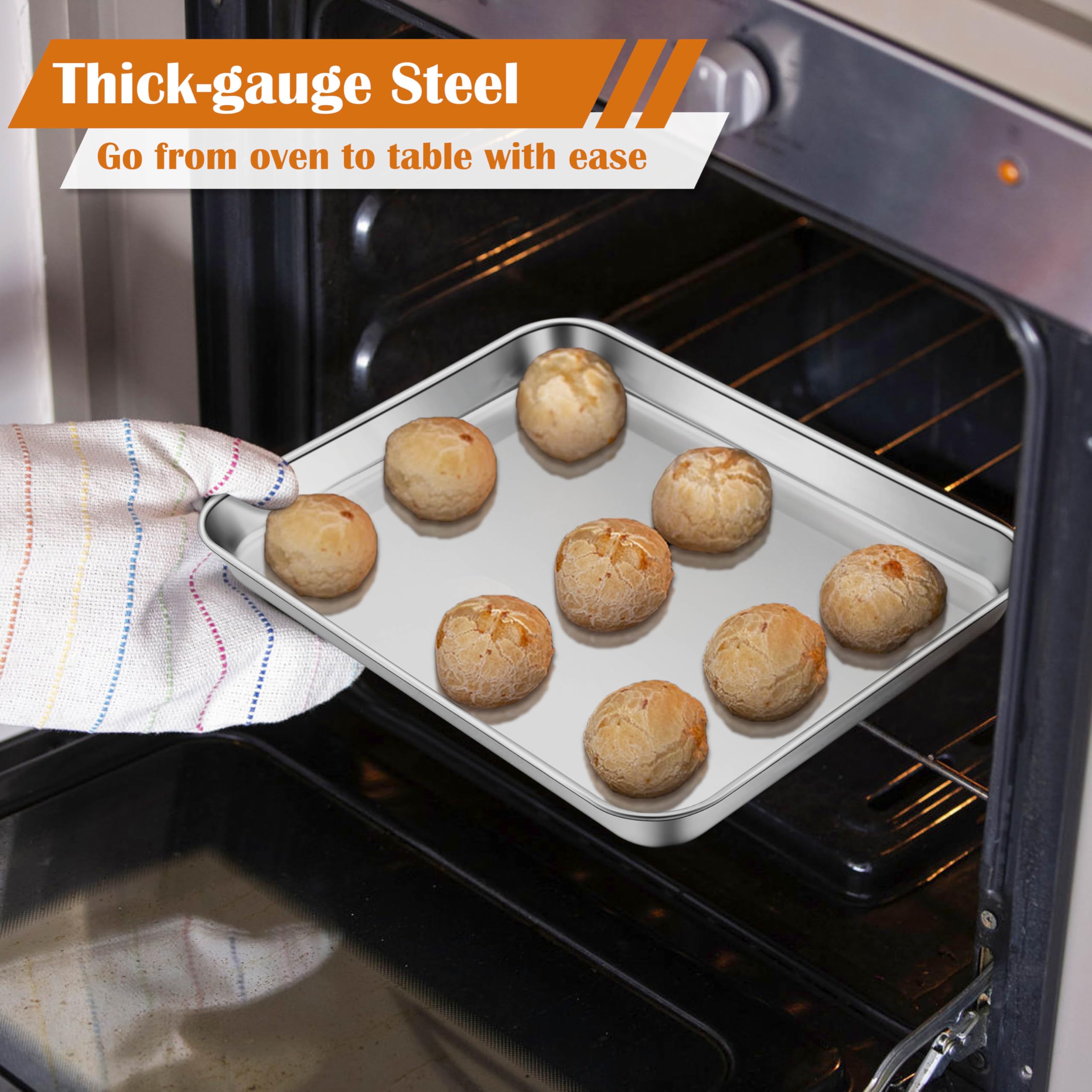 E-far Small Baking Sheet, 10.5”x8.3” Stainless Steel Toaster Oven Tray