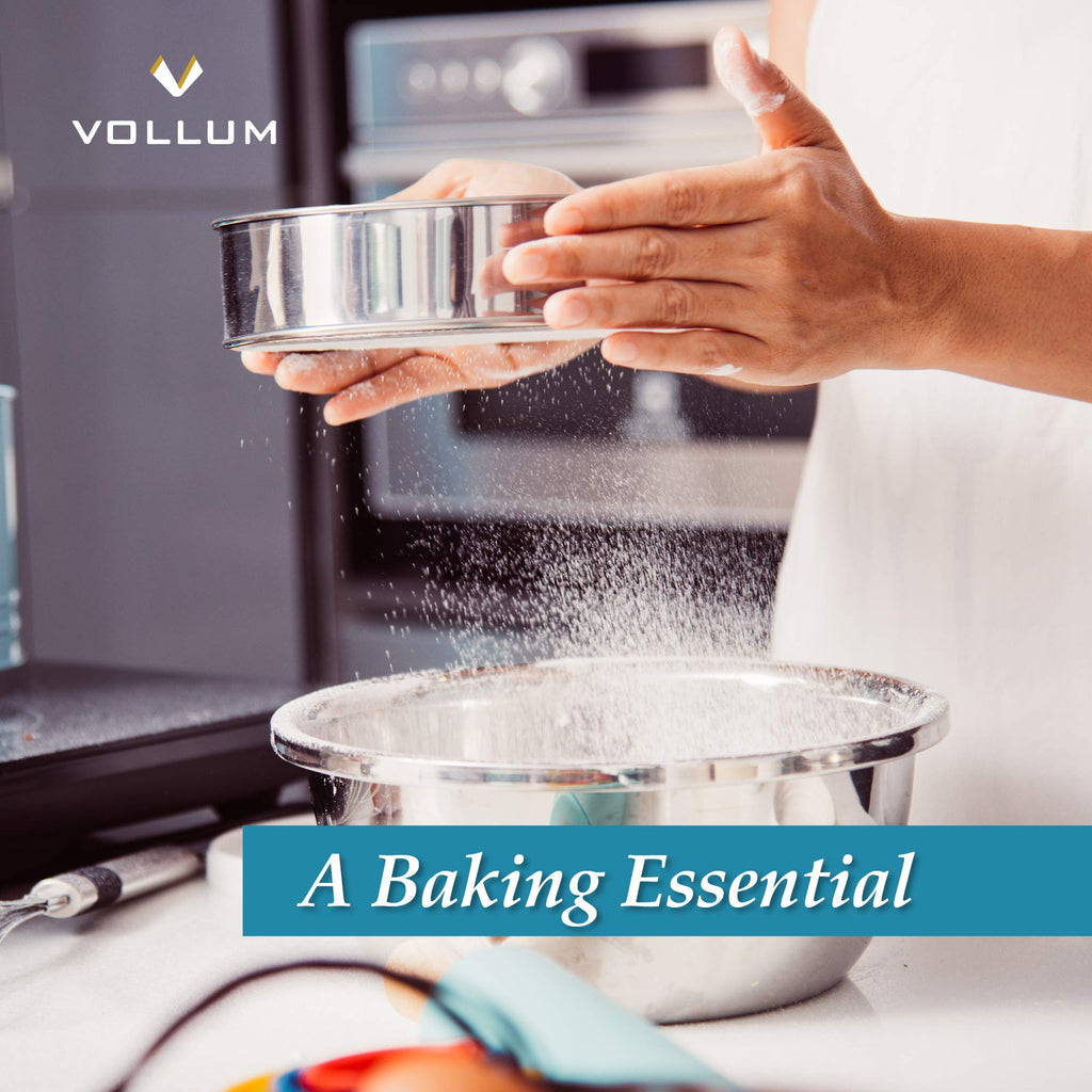 Vollum Stainless Steel Flour Sifter Fine Mesh Round Baking Sieve
