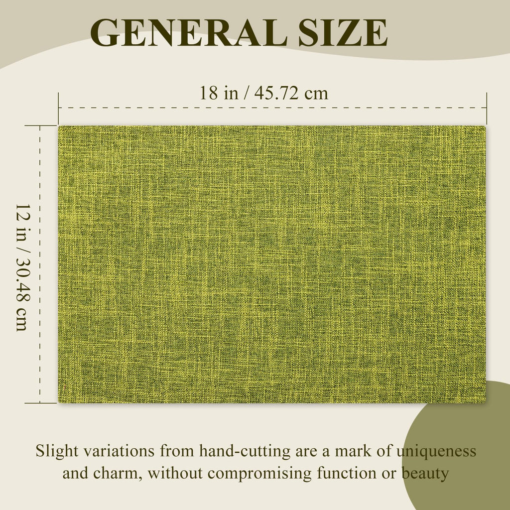 KXN Placemats Set of 4, Dual-Layer Thickened Faux Linen Table Mats, Heat Resistant & Wrinkle-Free, Machine Washable Cloth Place Mats for Kitchen Dining Indoor Outdoor (Green)