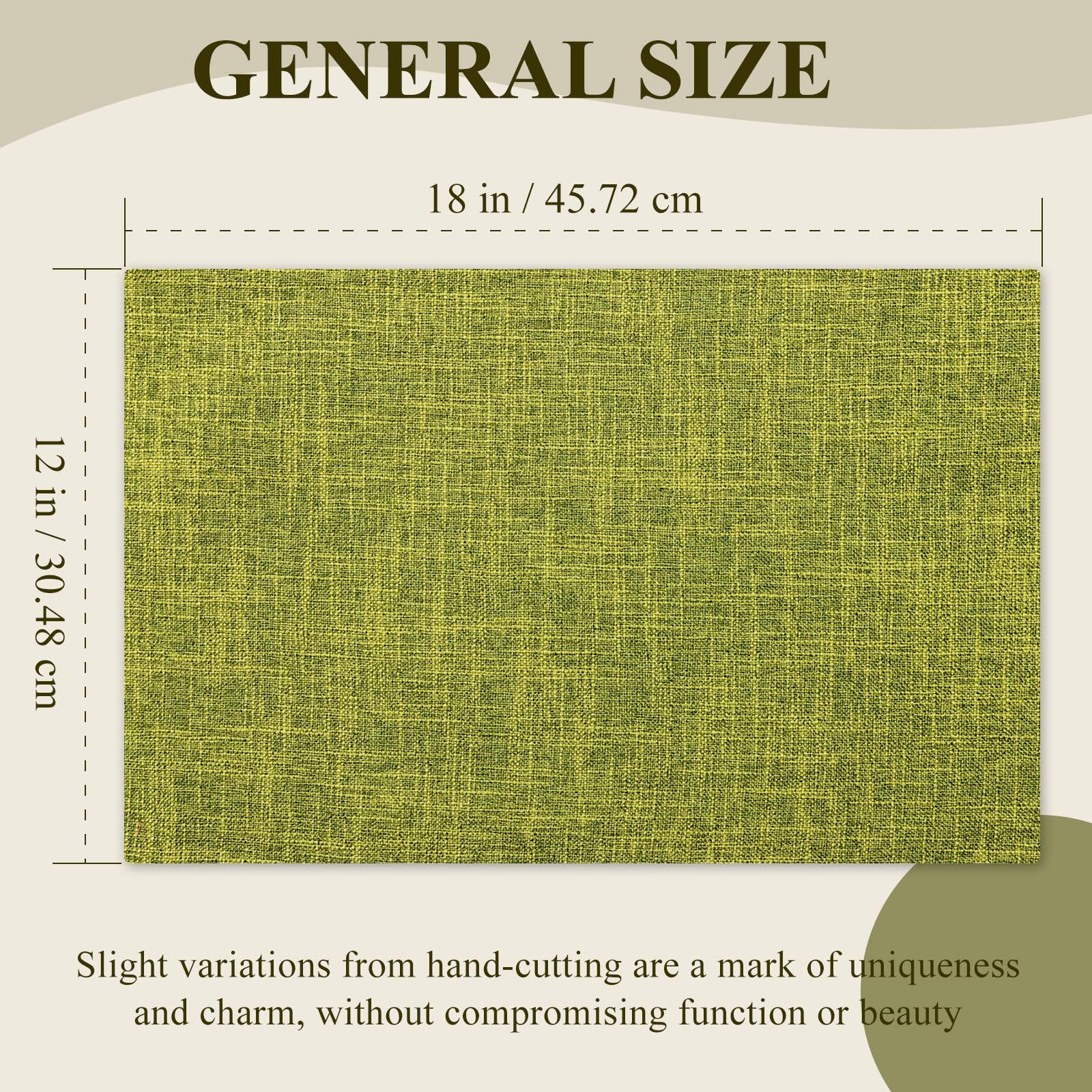 KXN Placemats Set of 4, Dual-Layer Thickened Faux Linen Table Mats, Heat Resistant & Wrinkle-Free, Machine Washable Cloth Place Mats for Kitchen Dining Indoor Outdoor (Green)