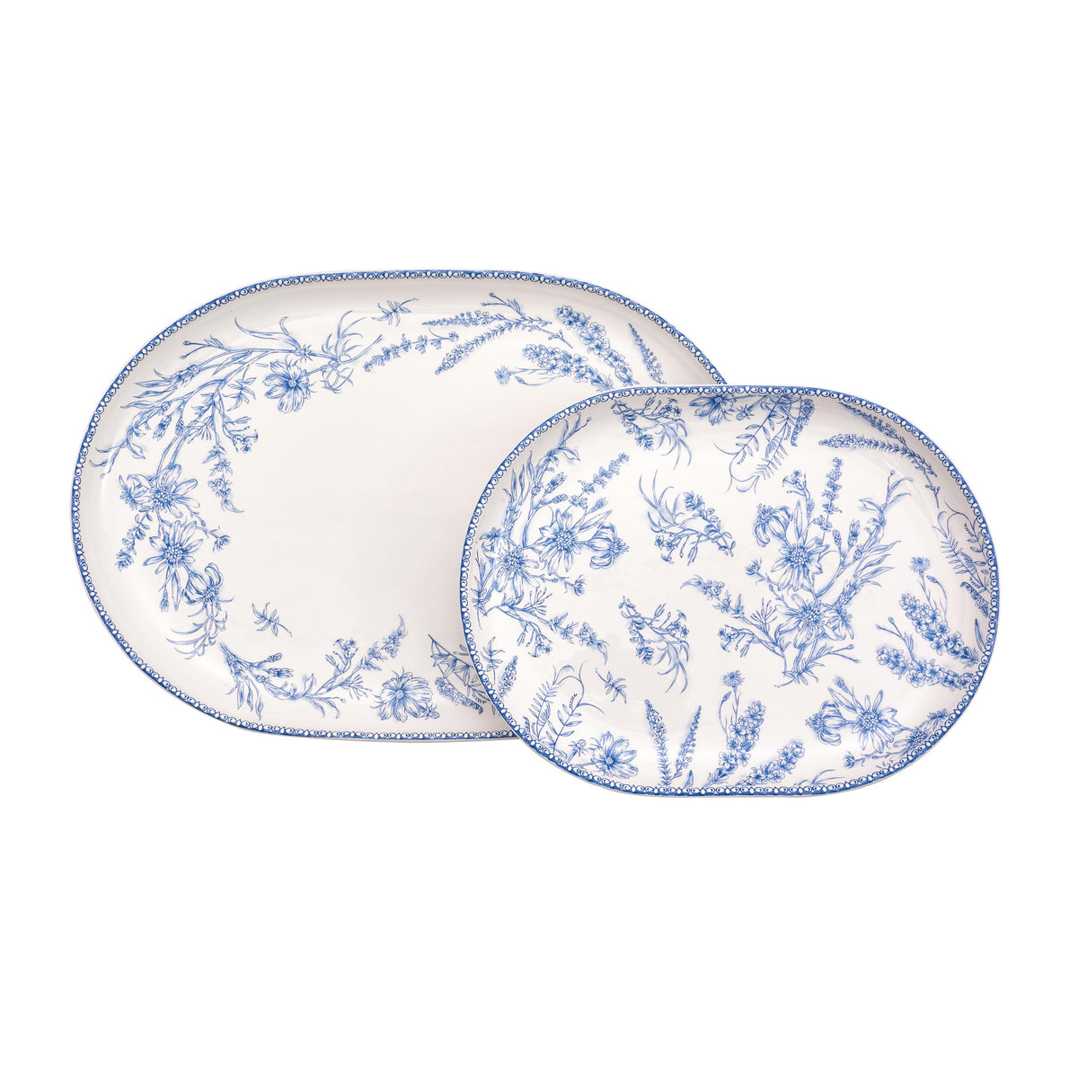Bico Autumn Birds 16 plus 14 inch Oval Platters Set, Set of 2, Microwave and Dishwasher Safe, for Serving Fish, Chicken, Turkey