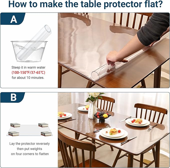 Clear Table Cover Protector Rectangle 30 x 48 Inch, 1.5mm Transparent Plastic Table Protector Waterproof, Anti-Scratch Clear Desk Mat for Office Desktop Dresser Dining Table, FDA Compliant