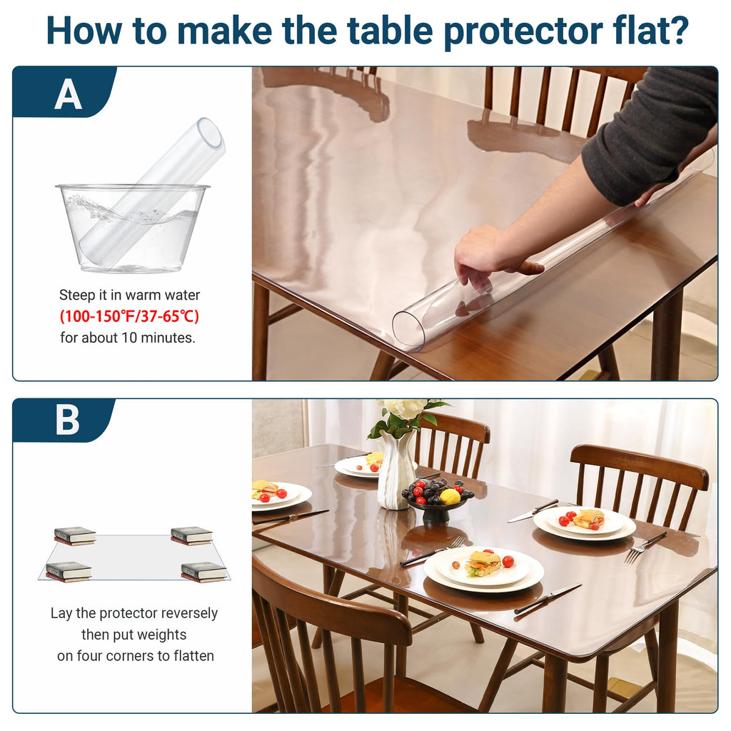 NAP2WELL Clear Round Table Cover Protector 40 Inch, 1.5mm Plastic Desk Mat