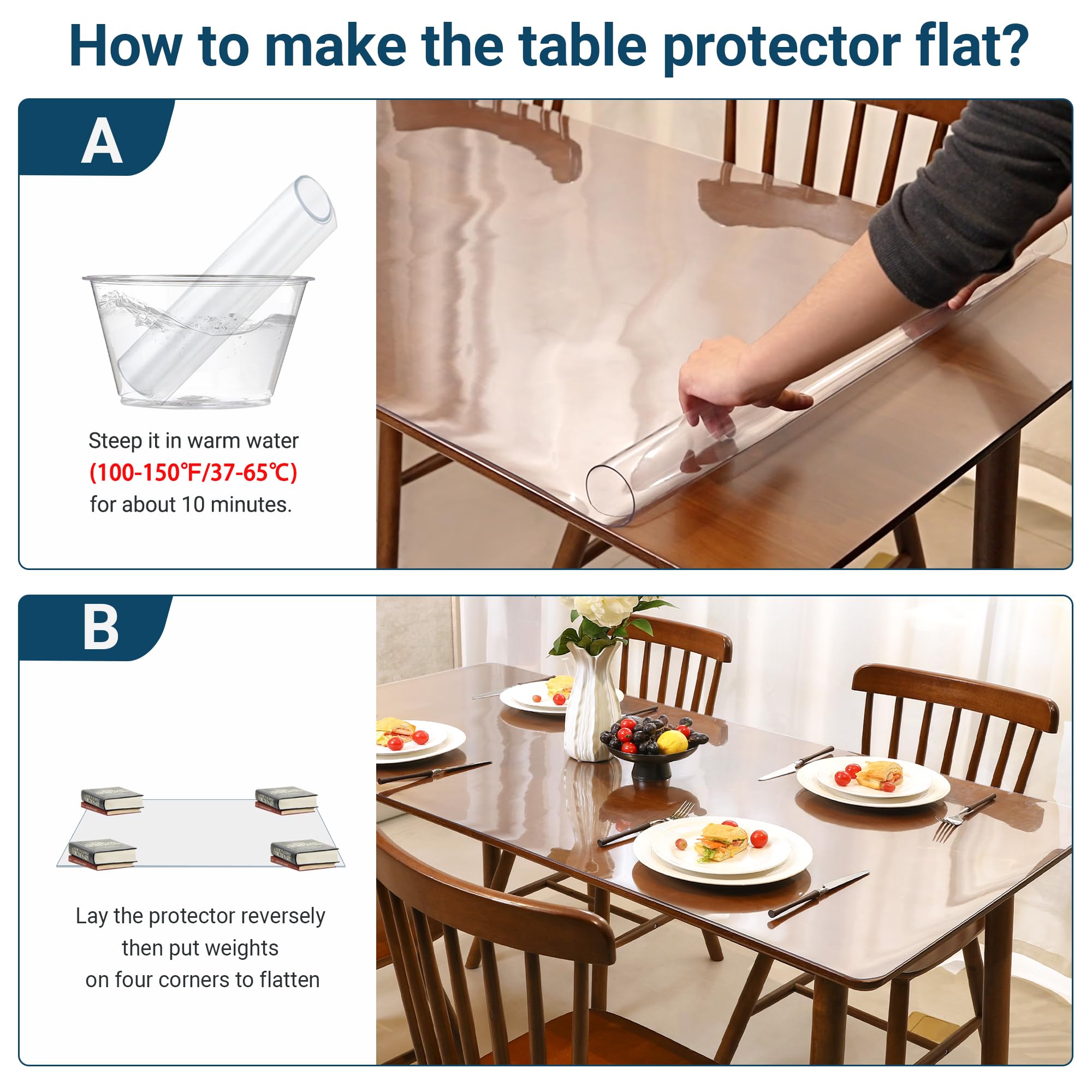 NAP2WELL Clear Round Table Cover Protector 40 Inch, 1.5mm Plastic Desk Mat