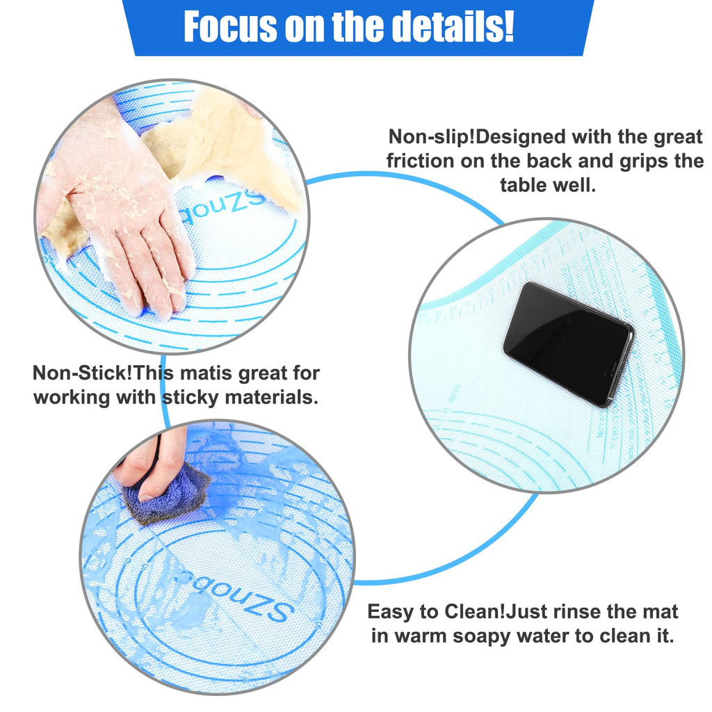 Silicone Pastry Mat 36x24 Inch Extra Large Baking Mat with Measurements, Nonstick Kitchen Counter Mats for Dough, Pastry, Dough Rolling, Kneading Board, Pie Crust, Fondant, Bread, Pasta, Pizza
