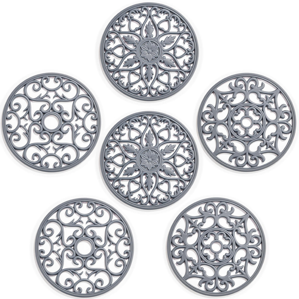 SMARTAKE 6 Set Silicone Trivet Mats for Hot Dishes Pots and Pans (Red)