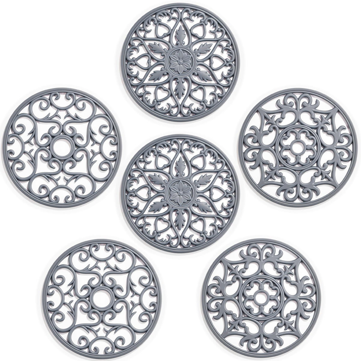 SMARTAKE 6 Set Silicone Trivet Mats for Hot Dishes Pots and Pans (Red)
