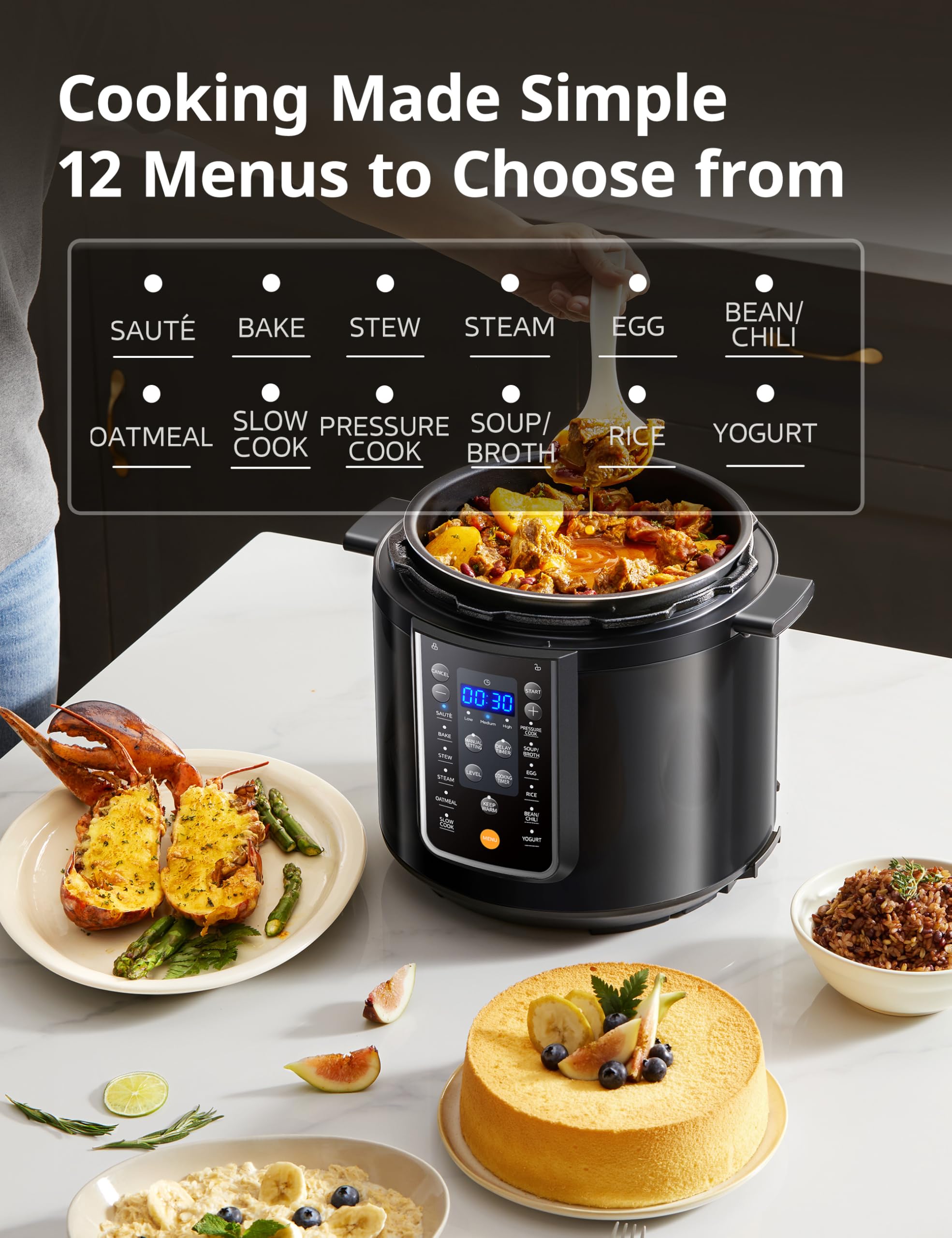 COMFEE' 12-in-1 Electric Pressure Cooker, 6 Quarts, Nonstick Pot