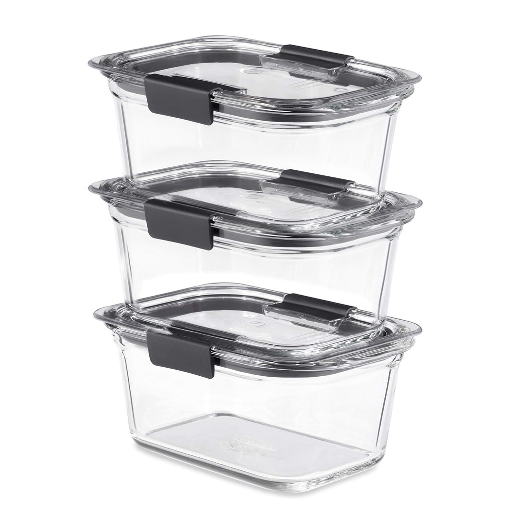 Rubbermaid Brilliance® Glass Round Leak-Proof 6-Piece Set Food Storage Containers, Food Containers with Lids, Meal Prep Containers