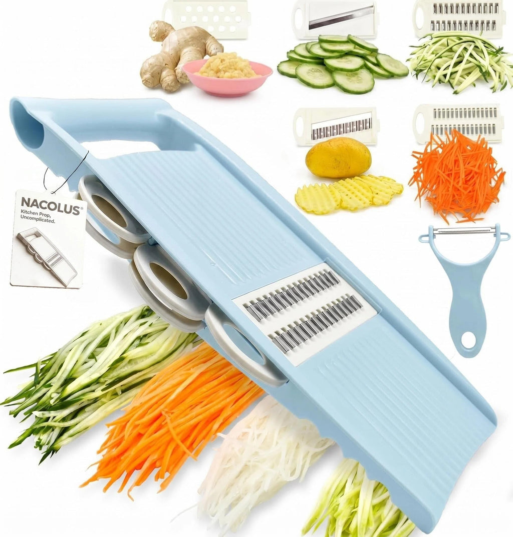 NACOLUS Handheld Mandoline Slicer for Kitchen, 5 in 1 Vegetable Slicer