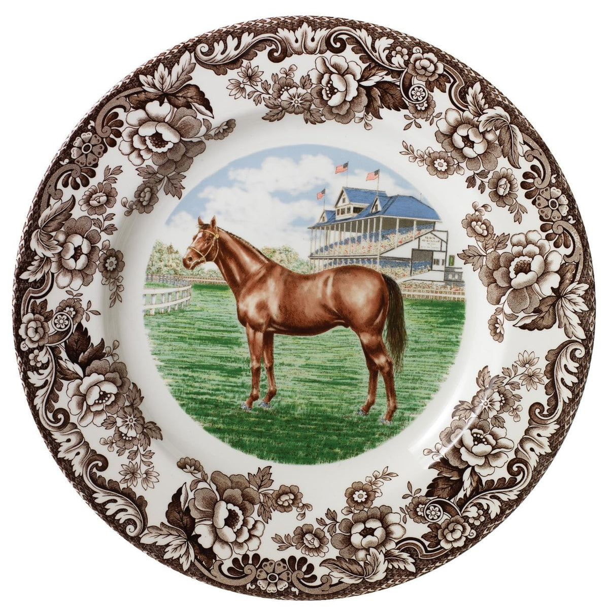 Spode Woodland Dinner Plate, Horse | 10.5 Inch | Hunting Cabin, Lodge, and Cottage Décor | Made in England from Fine Earthenware | Microwave and Dishwasher Safe (American Quarter Horse)