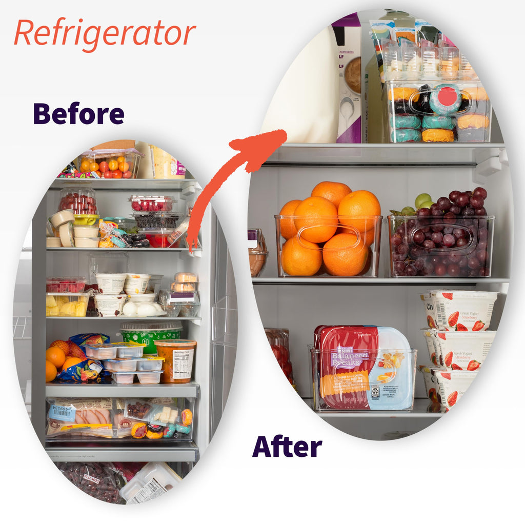 ClearSpace Plastic Pantry Organization and Storage Bins with Removable Dividers – Perfect Kitchen Organization or Kitchen Storage – Refrigerator Organizer Bins, Cabinet Organizers (4 Pack XL)