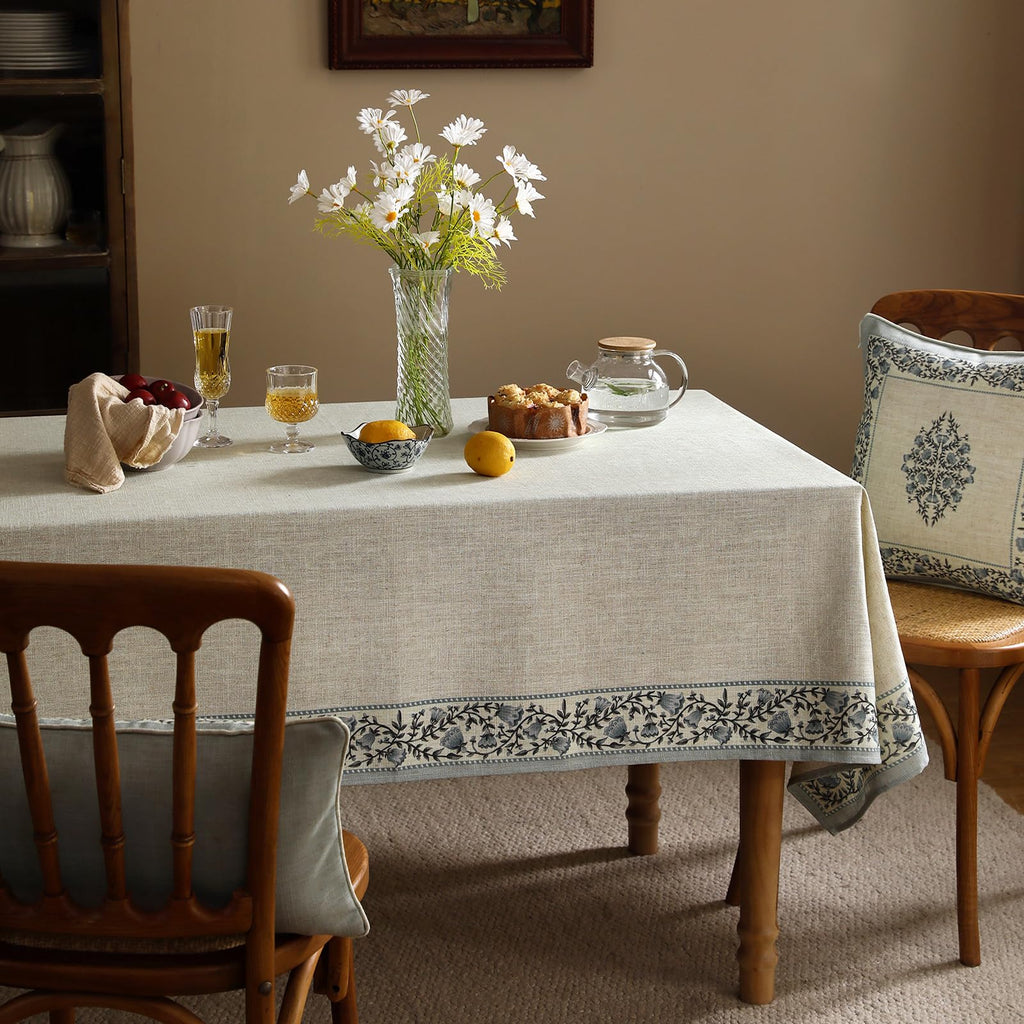 ISAENNE Designer Linen Rectangular Long Tablecloth,118"x67"-Segerman B