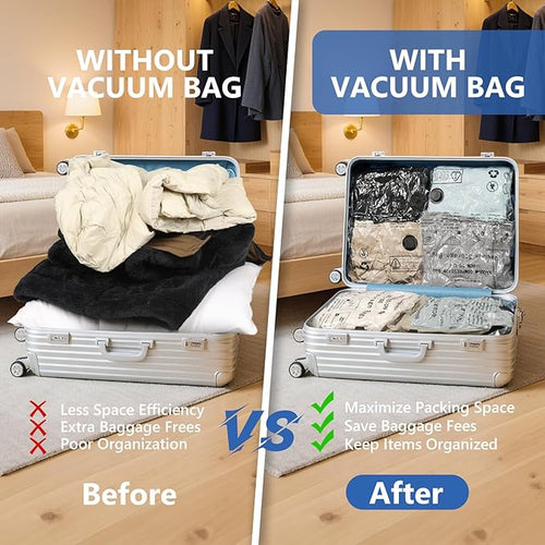 18 Pack Travel Vacuum Bags for Clothing with Rechargeable Wireless Air Pump