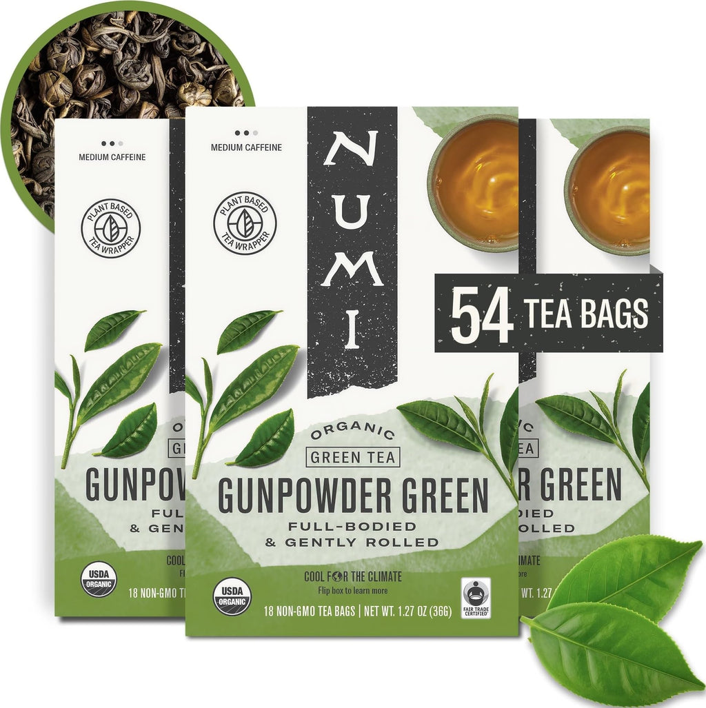 Numi Organic Jasmine Green Tea, 54 Green Tea Bags with Real Jasmine Flowers