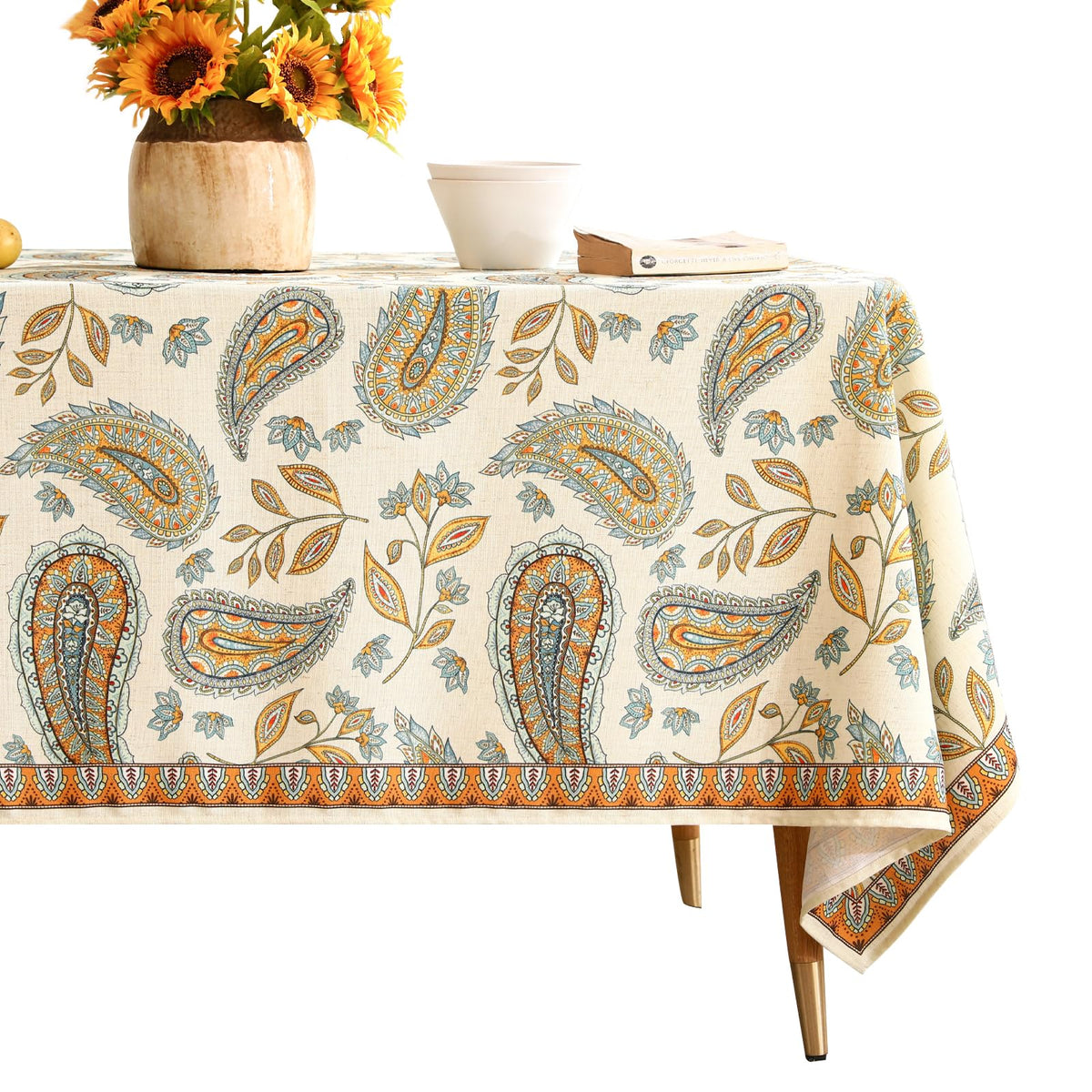patdrea Vintage French Linen Tablecloth,Rectangular,87"x63"-Kulom A
