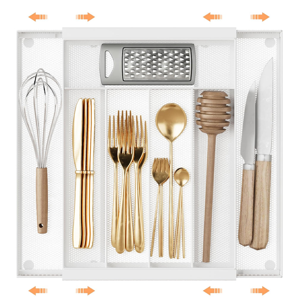Sedegn Mesh Silverware Tray for Drawers: 5‑Compartment Utensil Organizer