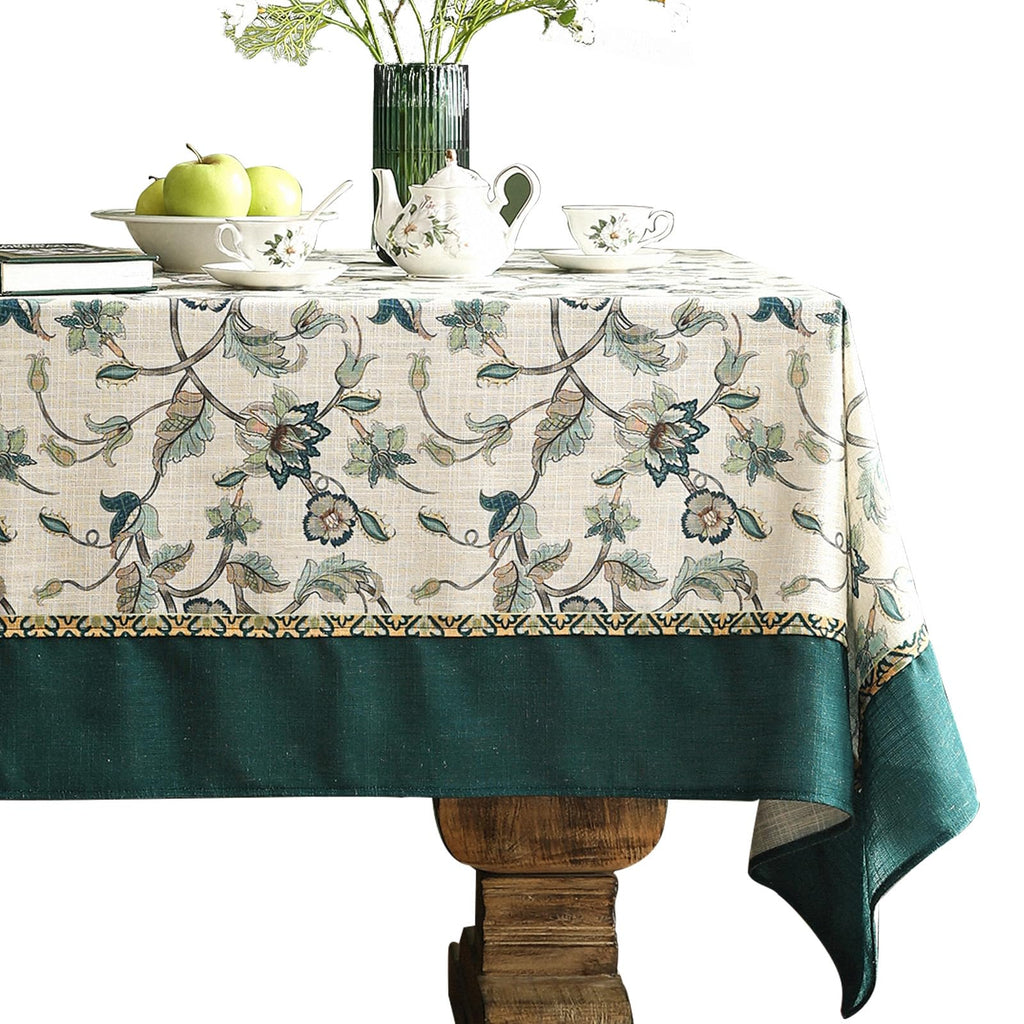 patdrea Vintage French Linen Tablecloth,Rectangular,87"x63"-Kulom A