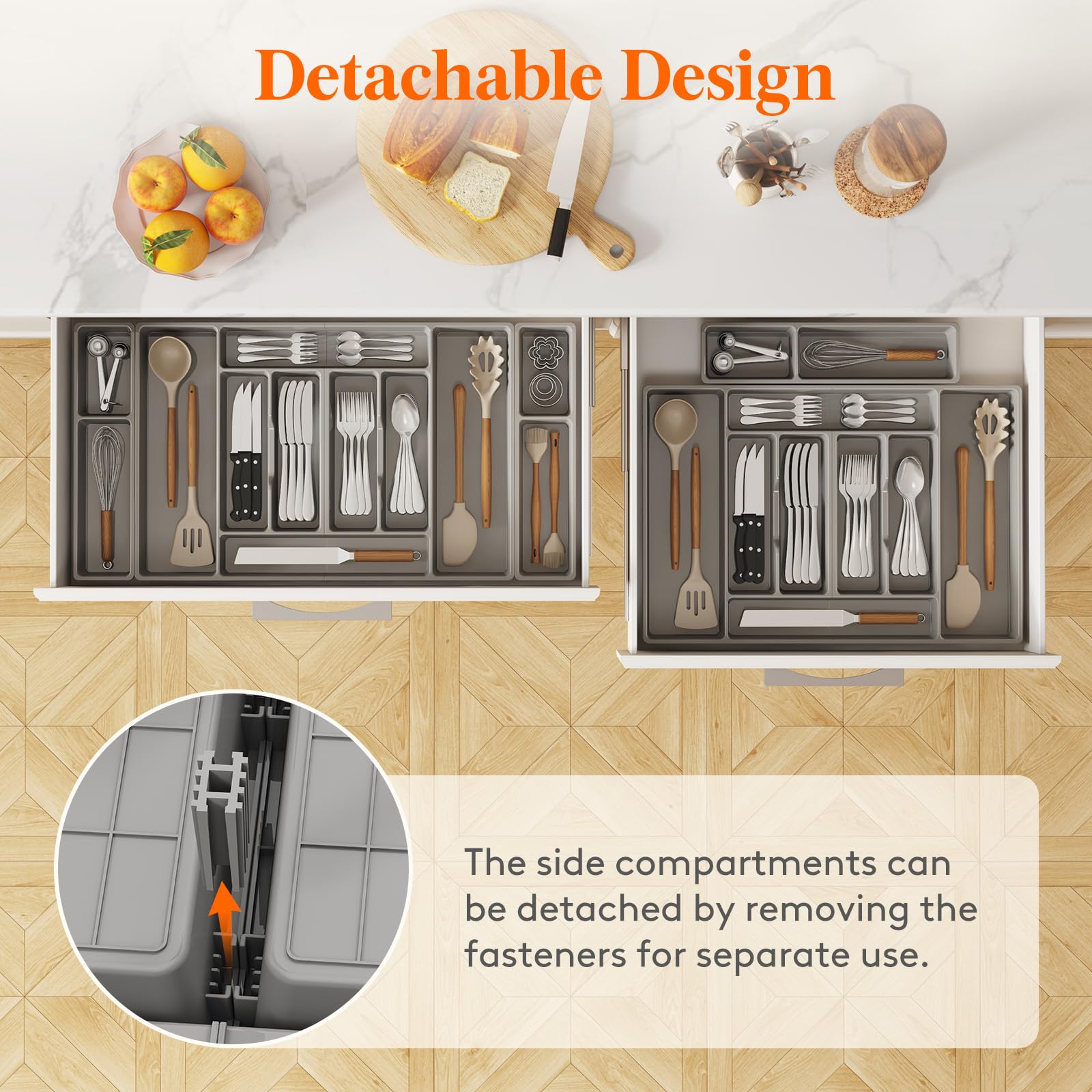Lifewit Silverware Organizer, Plastic Kitchen Utensil Drawer Tray