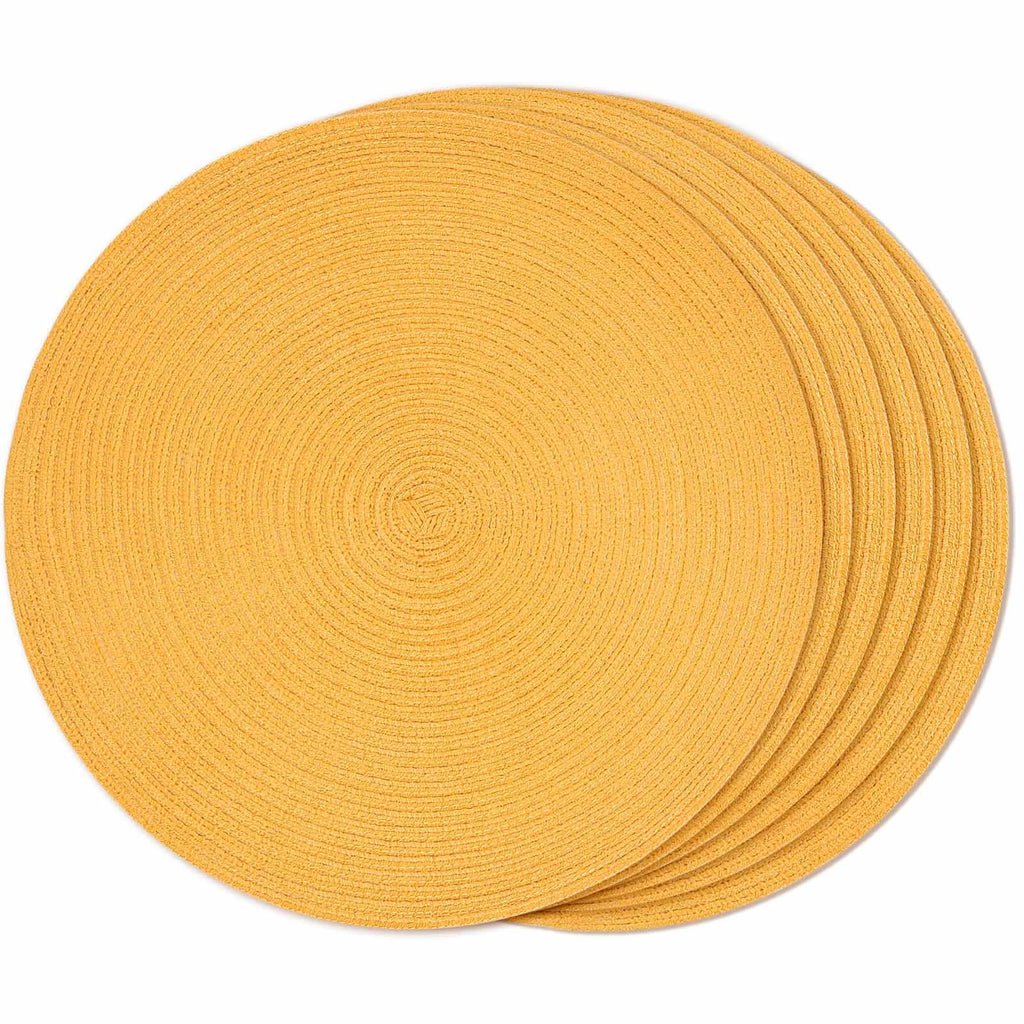 FunWheat Round Braided Placemats Set of 4 Place mats for Dining Tables Woven Heat Resistant Table Mats 15 inch (Wine,4pcs)