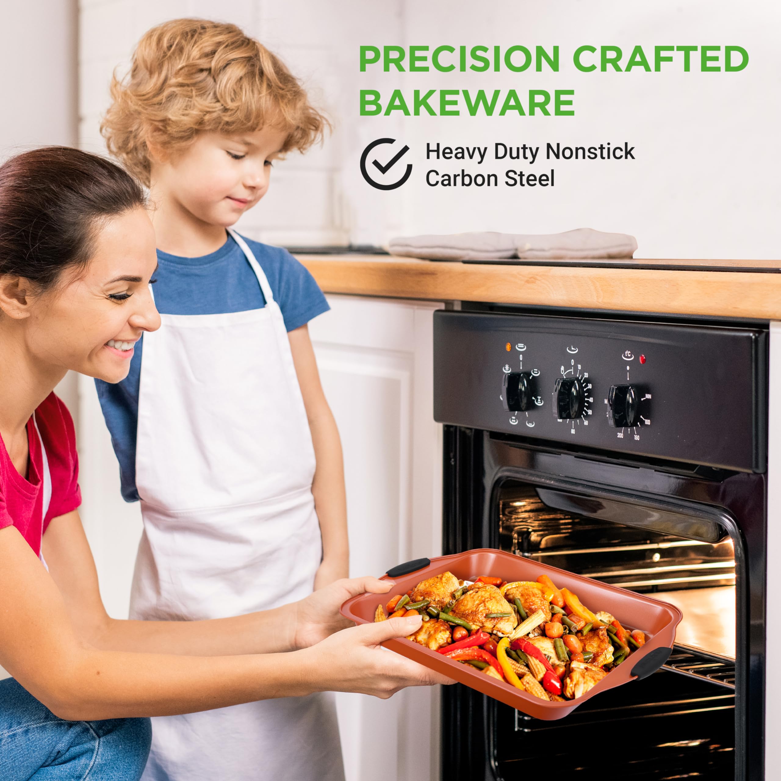 NutriChef 10-Piece Nonstick Baking Pans Set – Bakeware Sets for Cookies, Cakes, & Roasting - Bakeware Includes Cookie Sheet, Muffin Pan, Cake Pan, & Pizza Pans
