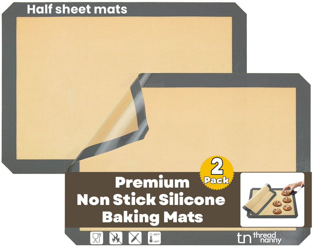 Silicone Baking Mat 2 Pack, Half Sheet 16.5 x 11.6, Non-Stick Liner for Oven