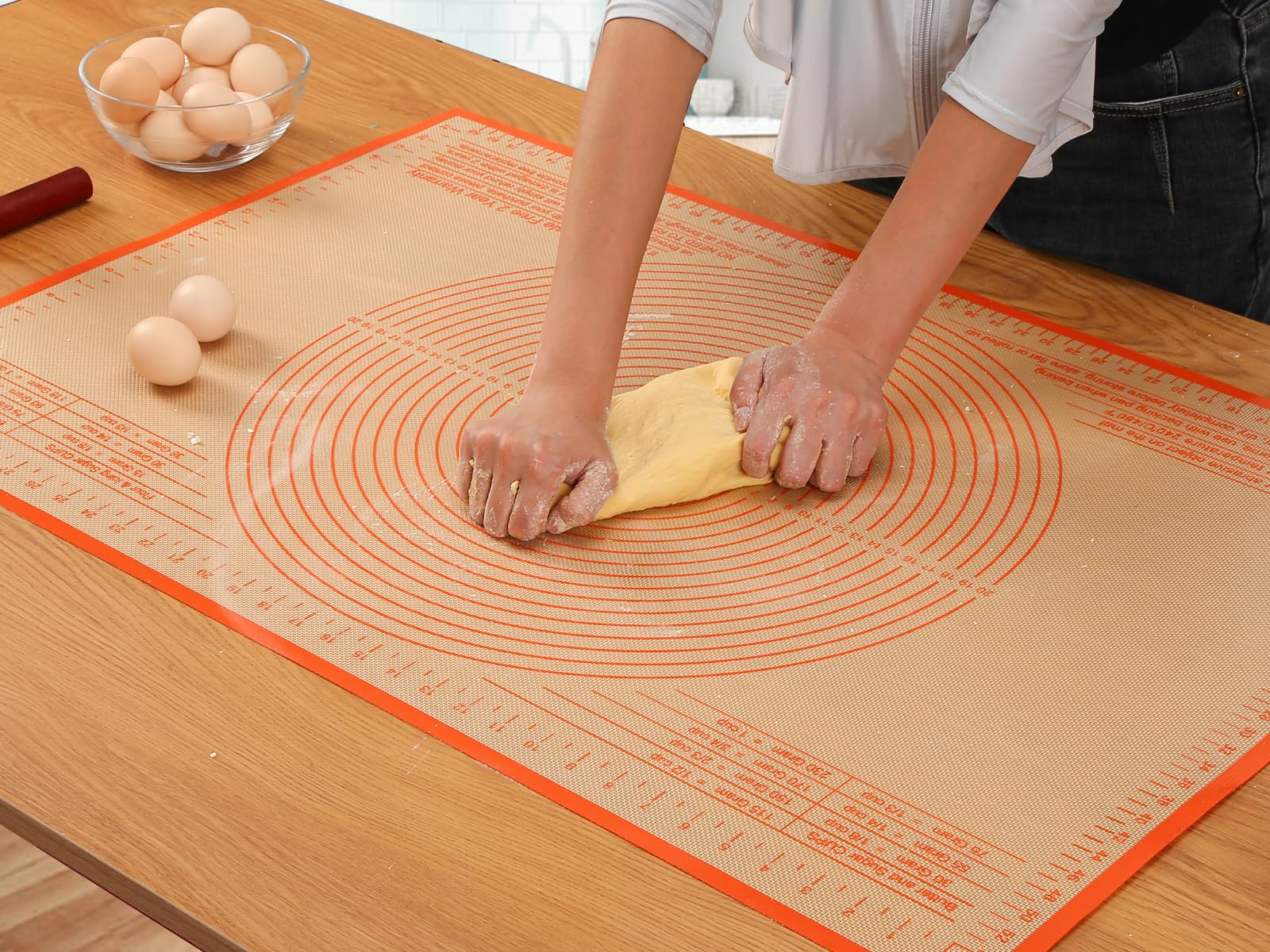 Silicone Pastry Mat 34x26 Inch Nonstick Baking Mat -Perfect for Doug, Pastry, Bread, Dough Rolling, Kneading Board, Pie Crust, Fondant, Pasta/Pizza, Kitchen Counter Mat