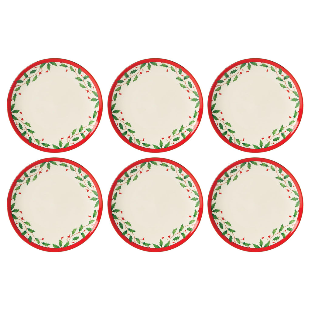 Lenox Holiday Porcelain Christmas Salad Plate Set for 4